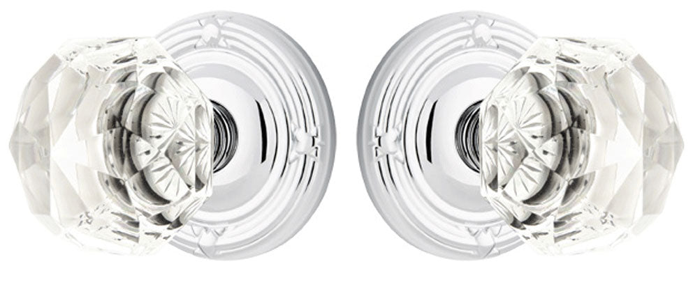 ##Antique Hardware## Emtek Diamond Crystal Door Knob Set With Ribbon & Reed Rosette (Several Finish Options)