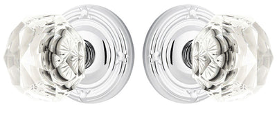 ##Antique Hardware## Emtek Diamond Crystal Door Knob Set With Ribbon & Reed Rosette (Several Finish Options)