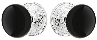 ##Antique Hardware## Emtek Black Porcelain Ebony Door Knob Set With Lancaster Rosette (Several Finishes Available)