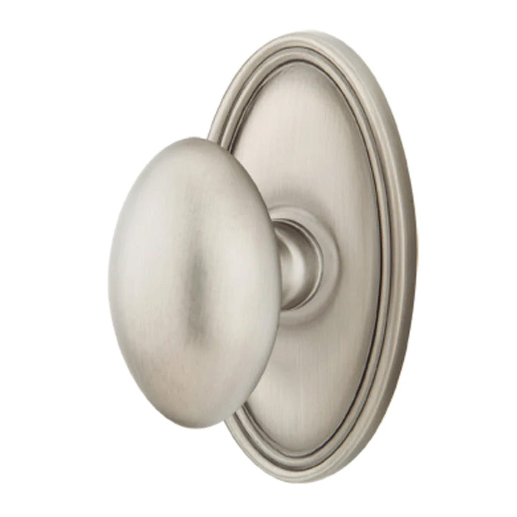 ##Antique Hardware## Emtek Solid Brass Egg Door Knob Set With Oval Rosette