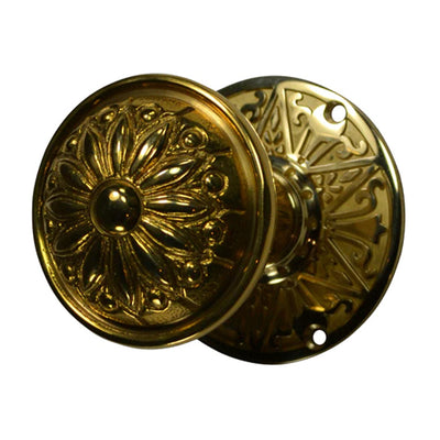 ##Antique Hardware## Eastlake Rosette Door Set with Floral Imprint Door Knobs (Several Finishes Available)