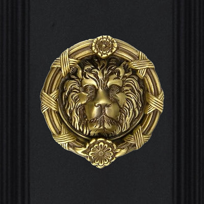 ##Antique Hardware## Ribbon & Reed 6 Inch Brass Lion Door Knocker (Several Finishes Available)