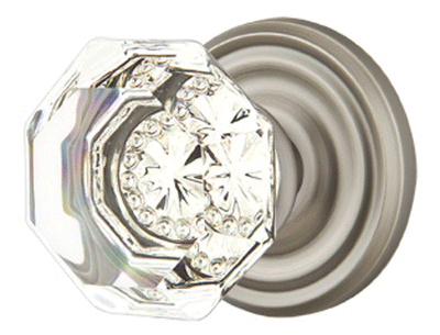 ##Antique Hardware## Emtek Crystal Old Town Clear Door Knob Set With Regular Rosette (Several Finish Options)