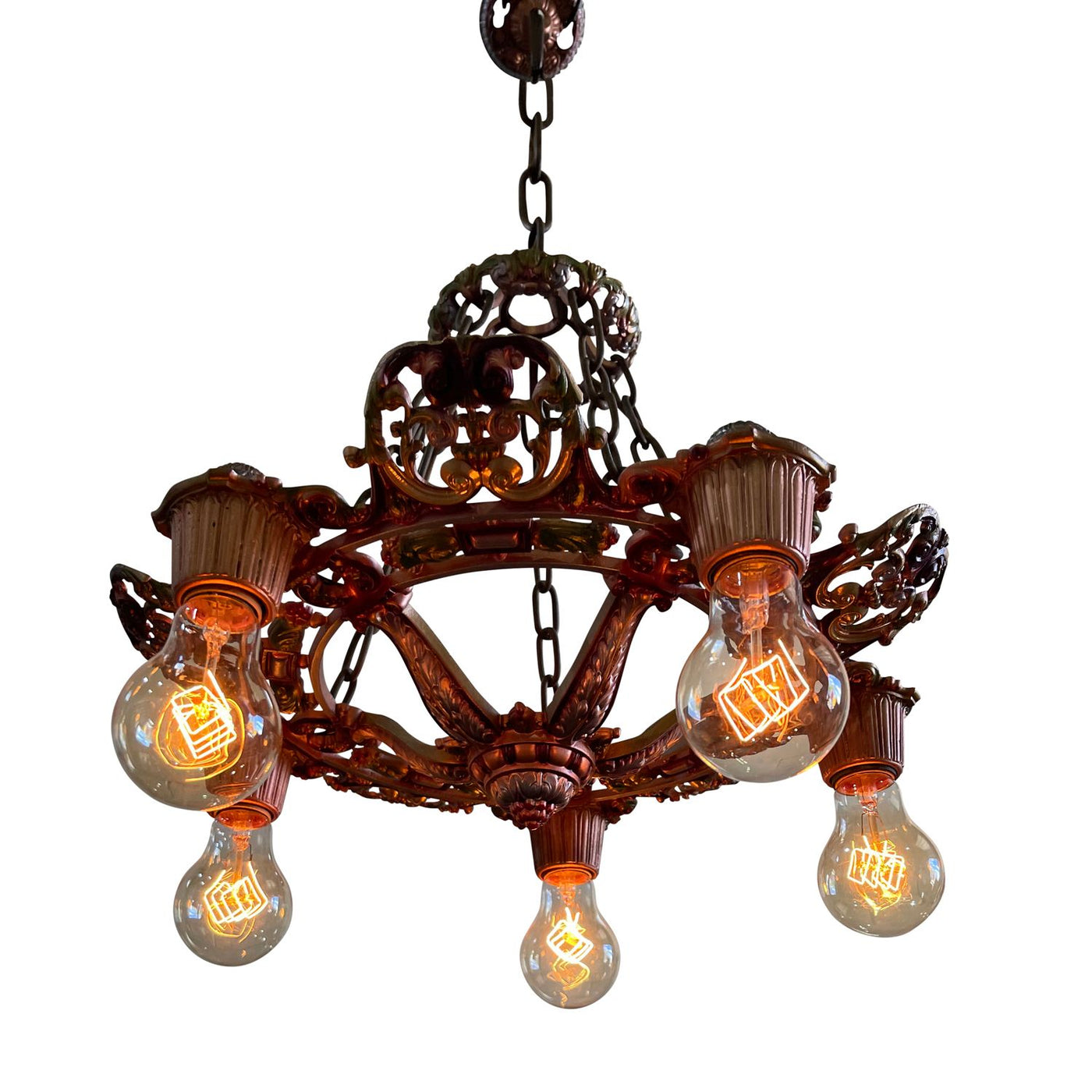 Antique Hardware 24 Inch Theatre Style 5-Light Antique Chandelier Chandeliers