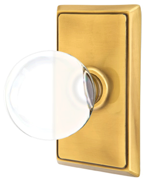 ##Antique Hardware## Crystal Bristol Door Knob Set With Rectangular Rosette (Severl Finish Options)