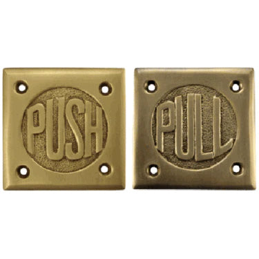 ##Antique Hardware## Solid Brass 2 3/4 Inch Brass Classic American "Pull" & "Push" Signs (Several Finishes Available)