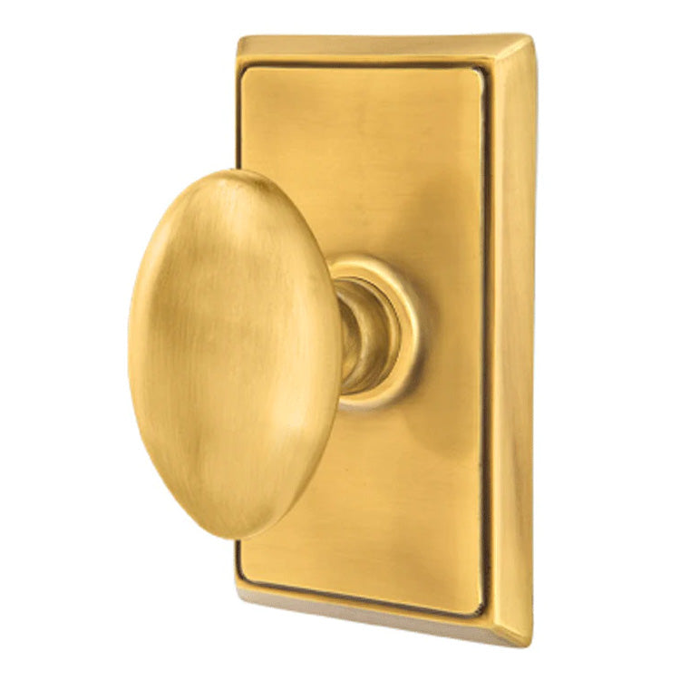 ##Antique Hardware## Solid Brass Egg Door Knob Set With Rectangular Rosette