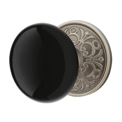 ##Antique Hardware## Emtek Black Porcelain Ebony Door Knob Set With Lancaster Rosette (Several Finishes Available)