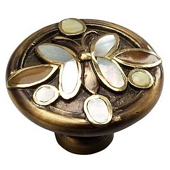 ##Antique Hardware## 1 1/2 Inch Symphony Heirloom Treasures Butterfly Design Round Cabinet & Furniture Knob