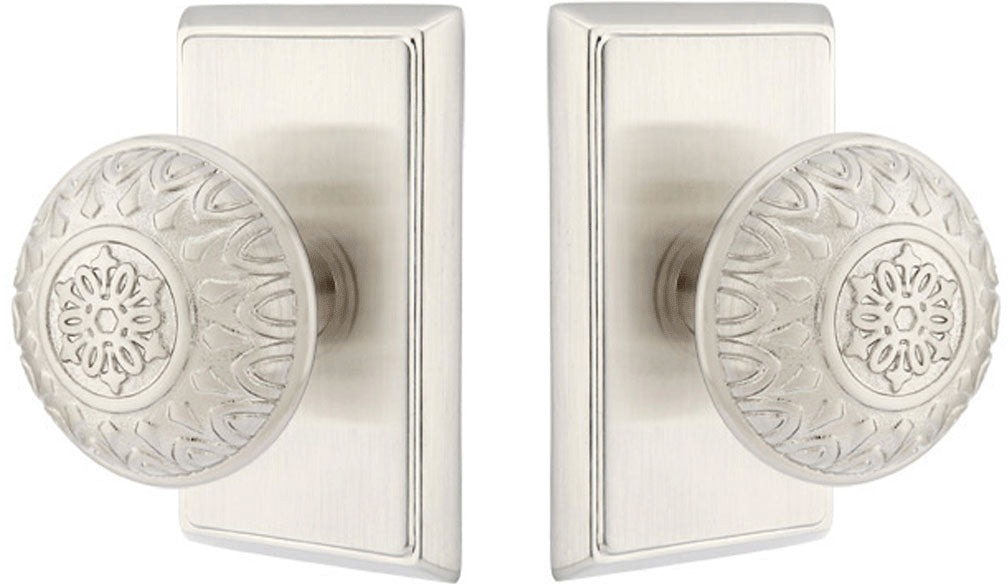 Antique Hardware Emtek Solid Brass Lancaster Door Knob Set With Rectangular Rosette (Several Finishes Available) EMTEK DOOR KNOB