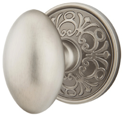 ##Antique Hardware## Solid Brass Egg Door Knob Set With Lancaster Rosette (Several Finish Options)