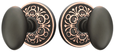 ##Antique Hardware## Solid Brass Egg Door Knob Set With Lancaster Rosette (Several Finish Options)