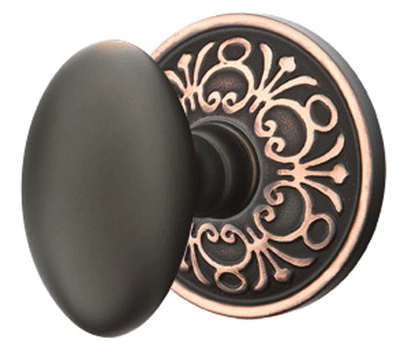 ##Antique Hardware## Solid Brass Egg Door Knob Set With Lancaster Rosette (Several Finish Options)