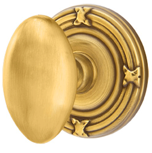 ##Antique Hardware## Solid Brass Egg Door Knob Set With Ribbon & Reed Rosette (Several Finish Options)