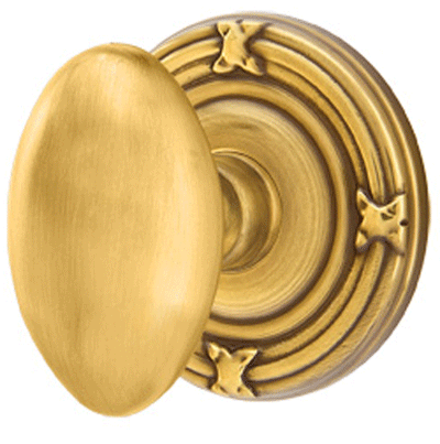 ##Antique Hardware## Solid Brass Egg Door Knob Set With Ribbon & Reed Rosette (Several Finish Options)