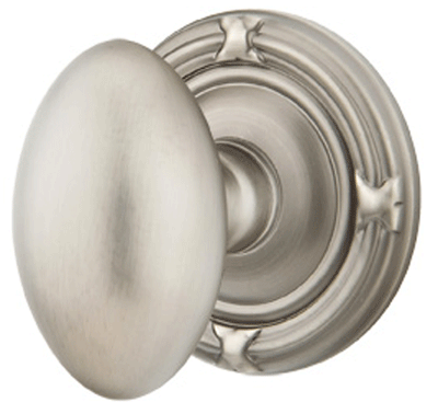 ##Antique Hardware## Solid Brass Egg Door Knob Set With Ribbon & Reed Rosette (Several Finish Options)