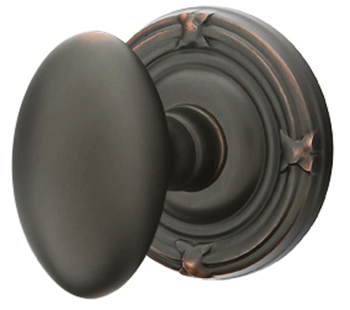 ##Antique Hardware## Solid Brass Egg Door Knob Set With Ribbon & Reed Rosette (Several Finish Options)