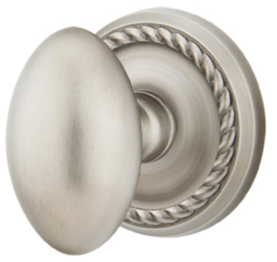 ##Antique Hardware## Solid Brass Egg Door Knob Set With Rope Rosette (Several Finish Options)