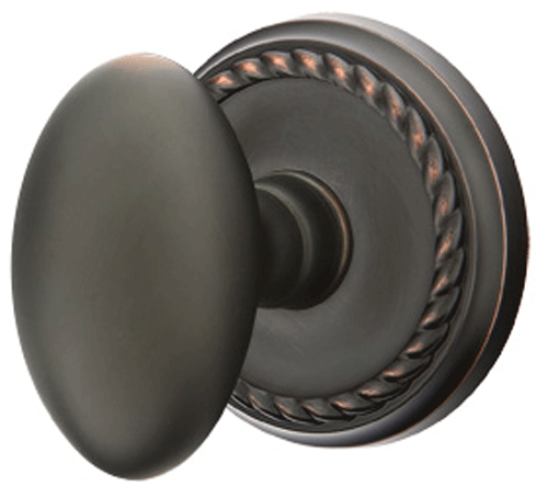 ##Antique Hardware## Solid Brass Egg Door Knob Set With Rope Rosette (Several Finish Options)