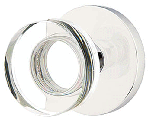 ##Antique Hardware## Modern Disc Crystal Door Knob Set With Disk Rosette (Several Finish Options)