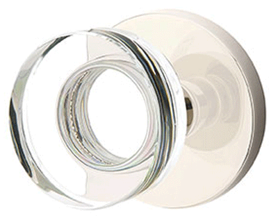 ##Antique Hardware## Modern Disc Crystal Door Knob Set With Disk Rosette (Several Finish Options)