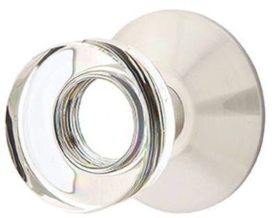 ##Antique Hardware## Modern Disc Crystal Door Knob Set With Modern Rosette (Several Finish Options)