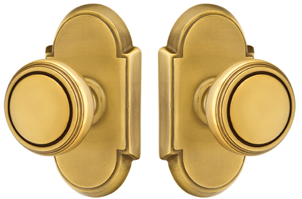 ##Antique Hardware## Solid Brass Norwich Door Knob Set With # 8 Rosette (Several Finish Options)