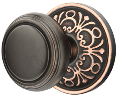 ##Antique Hardware## Solid Brass Norwich Door Knob Set With Lancaster Rosette (Several Finish Options)