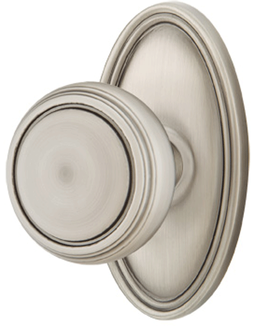 ##Antique Hardware## Solid Brass Norwich Door Knob Set With Oval Rosette (Several Finish Options)