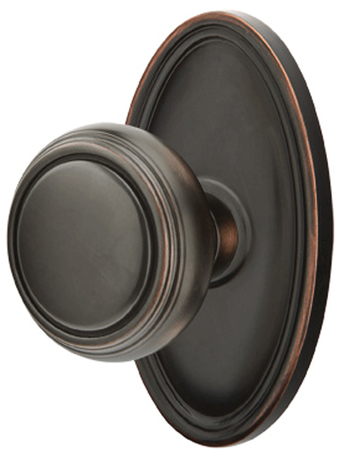 ##Antique Hardware## Solid Brass Norwich Door Knob Set With Oval Rosette (Several Finish Options)