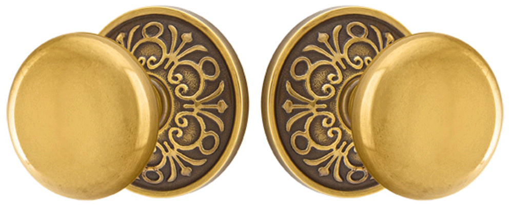 ##Antique Hardware## Solid Brass Providence Door Knob Set With Lancaster Rosette (Several Finish Options)