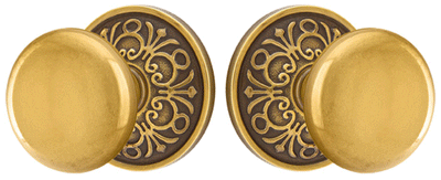 ##Antique Hardware## Solid Brass Providence Door Knob Set With Lancaster Rosette (Several Finish Options)