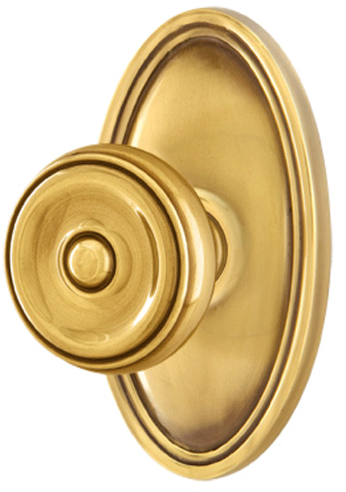 ##Antique Hardware## Solid Brass Waverly Door Knob Set With Oval Rosette (Several Finish Options)