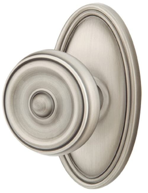 ##Antique Hardware## Solid Brass Waverly Door Knob Set With Oval Rosette (Several Finish Options)