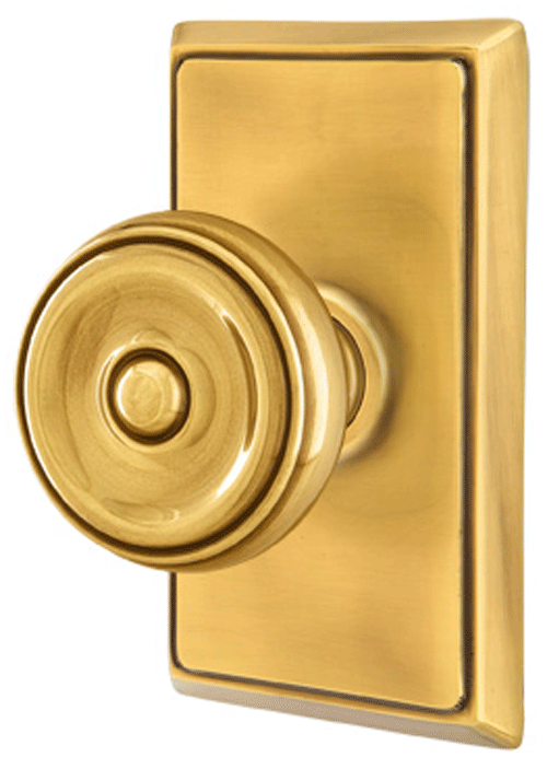 ##Antique Hardware## Solid Brass Waverly Door Knob Set With Rectangular Rosette (Several Finish Options)