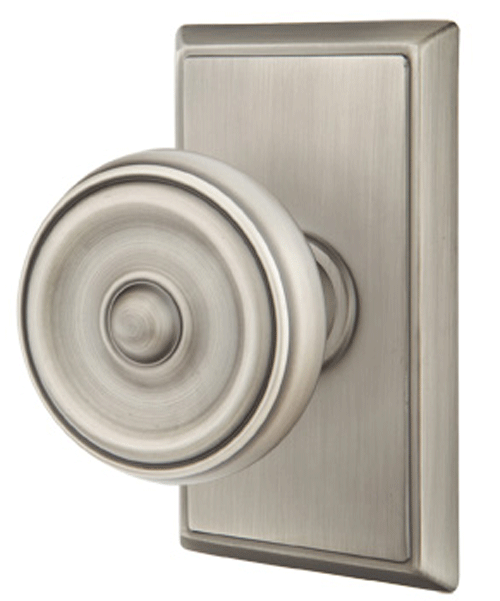 ##Antique Hardware## Solid Brass Waverly Door Knob Set With Rectangular Rosette (Several Finish Options)