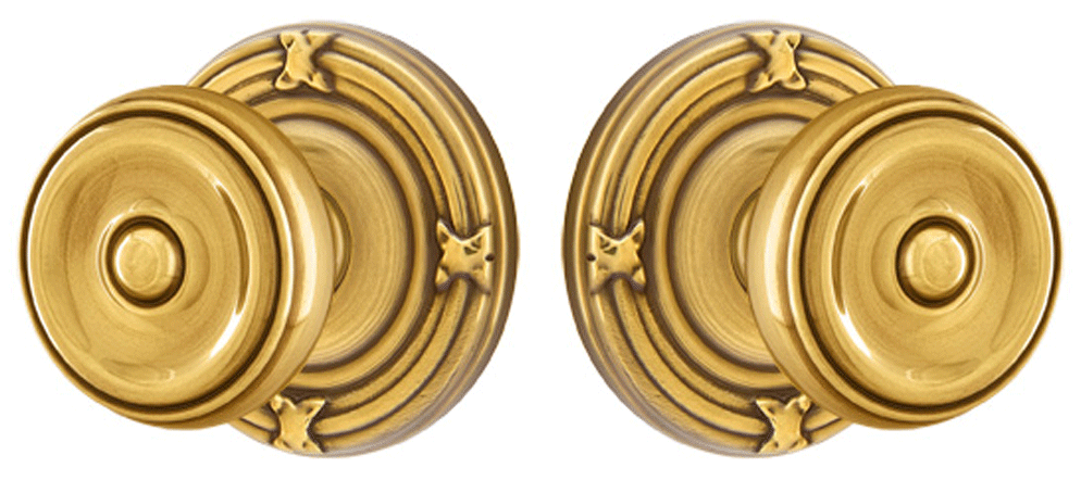 ##Antique Hardware## Solid Brass Waverly Door Knob Set With Ribbon & Reed Rosette (Several Finish Options)