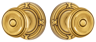 ##Antique Hardware## Solid Brass Waverly Door Knob Set With Ribbon & Reed Rosette (Several Finish Options)