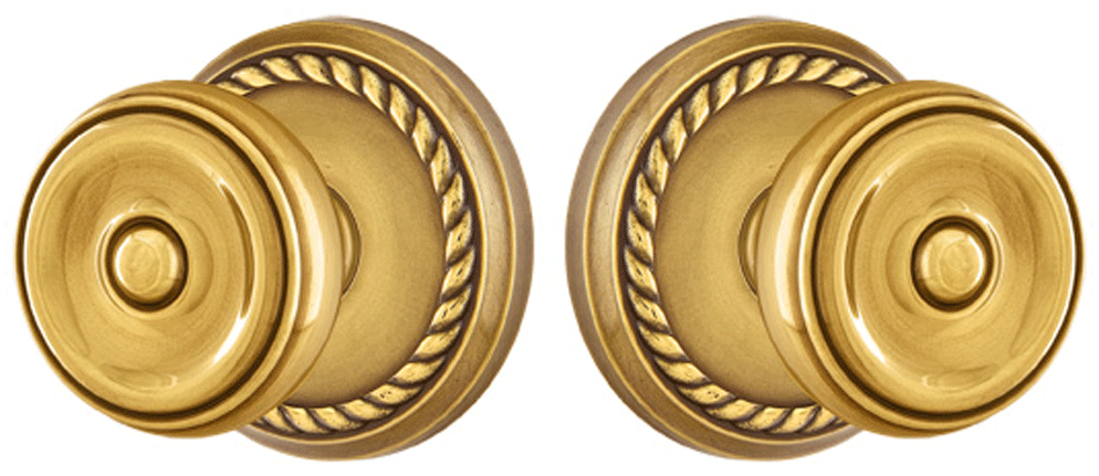 ##Antique Hardware## Emtek Solid Brass Waverly Door Knob Set With Rope Rosette (Several Finish Options)