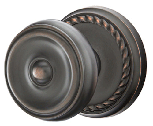 ##Antique Hardware## Emtek Solid Brass Waverly Door Knob Set With Rope Rosette (Several Finish Options)