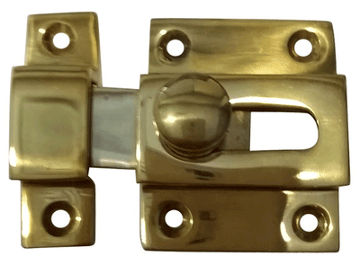 ##Antique Hardware## 2 1/4 Inch Solid Brass Cabinet Latch With Round Turn Piece (Polished Brass Finish)