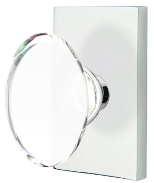 Antique Hardware Emtek Crystal Hampton Door Knob Set With Modern Rectangular Rosette (Several Finish Options) EMTEK GLASS CRYSTAL HAMPTON DOOR KNOB