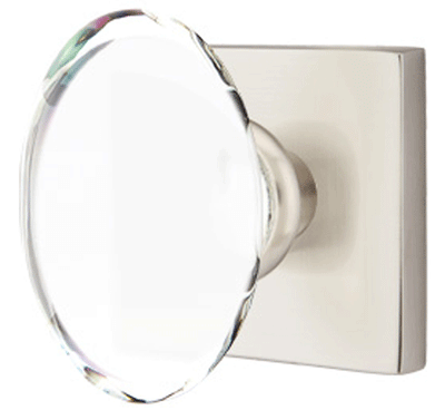 ##Antique Hardware## Crystal Hampton Door Knob Set With Square Rosette (Several Finish Options)