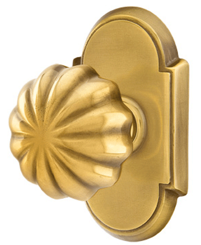 ##Antique Hardware## Emtek Solid Brass Melon Door Knob Set With # 8 Rosette (Several Finish Options)