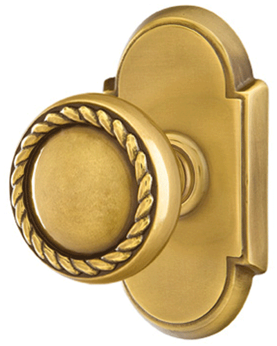 ##Antique Hardware## Solid Brass Rope Door Knob Set With # 8 Rosette (Several Finish Options)