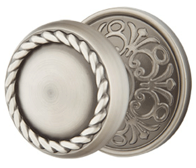 ##Antique Hardware## Solid Brass Rope Door Knob Set With Lancaster Rosette (Several Finish Options)