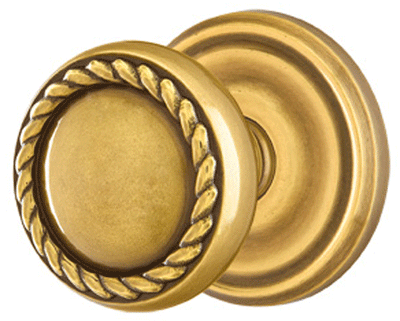 ##Antique Hardware## Solid Brass Rope Door Knob Set With Regular Rosette (Several Finish Options)