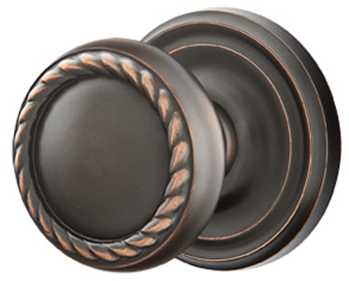 ##Antique Hardware## Solid Brass Rope Door Knob Set With Regular Rosette (Several Finish Options)