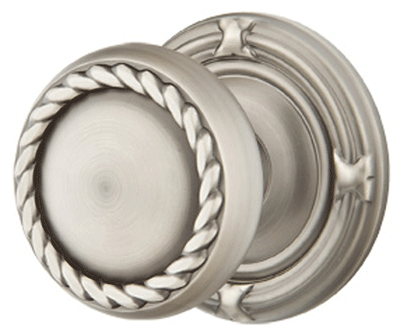 ##Antique Hardware## Solid Brass Rope Door Knob Set With Ribbon & Reed Rosette (Several Finish Options)