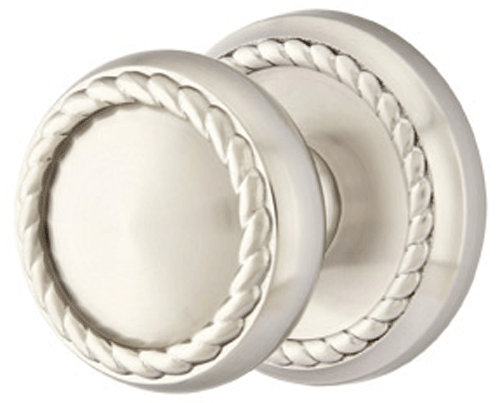 ##Antique Hardware## Solid Brass Rope Door Knob Set With Rope Rosette (Several Finish Options)